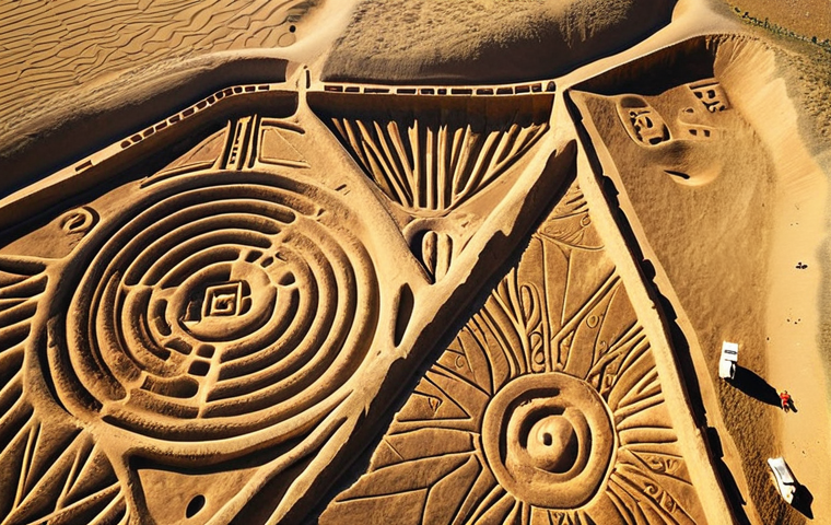 **

Prompt: "Nazca Lines geoglyph, aerial view.  Ancient Peruvian desert landscape with intricate line art. Focus on the hummingbird or monkey figure.  Golden hour lighting.  Evokes mystery and the artistic skill of the Nazca people.  Think 'warisan' (heritage) and 'seni purba' (ancient art). Include subtle batik patterns in the background to subtly connect it to Malay artistic traditions."

**