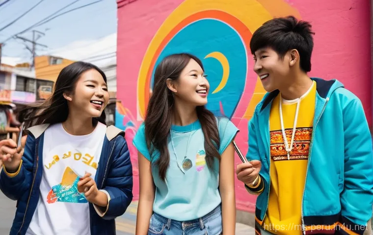 페루와 한국 교류 역사 - **Prompt:** "A vibrant, panoramic scene depicting the strong diplomatic and cultural friendship betw...